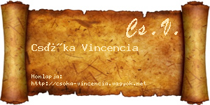 Csóka Vincencia névjegykártya